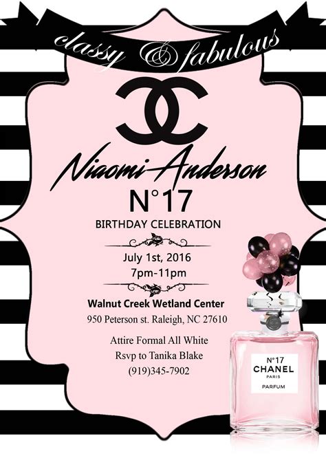 coco chanel party|Coco Chanel themed party invitations.